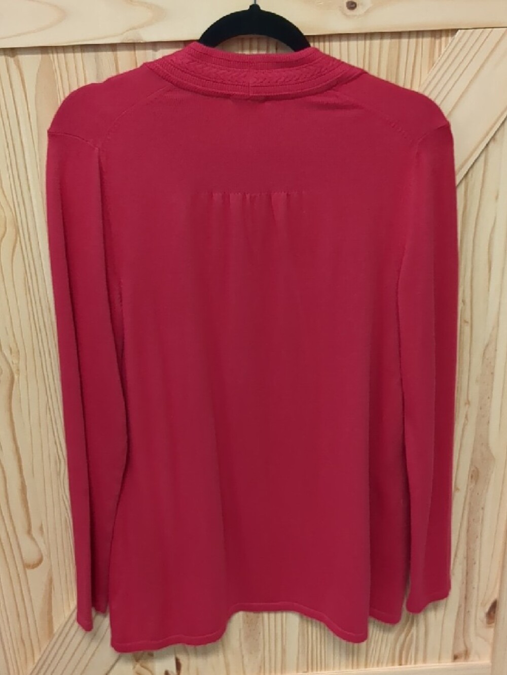 Talbots Open-Front Cardigan in Raspberry Pink - Picture 3 of 3